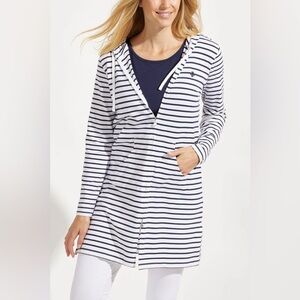 Coolibar Pima Cotton Horizontall Striped Tunic Hoodie Women’s Size XXL
